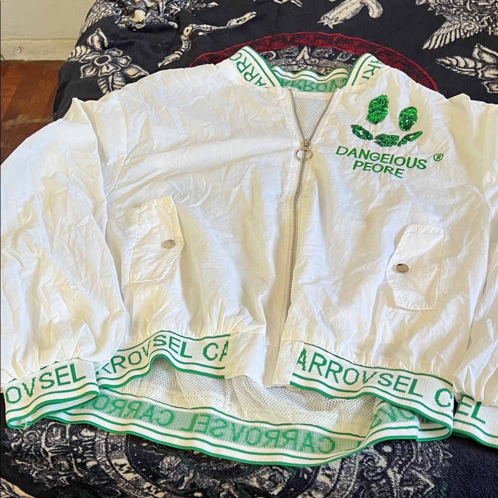 White and Green Varsity Jacket